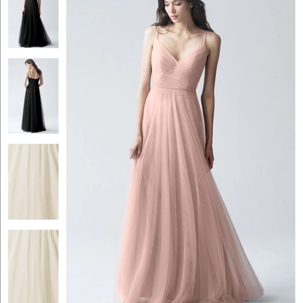 NWT Jenny Yoo Pink Spaghetti-Strap Tulle Bridesmaid Gown